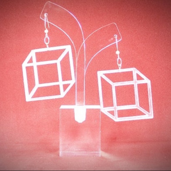 Transparent Prism Earrings - Isometric Lucite - Picture 7 of 7